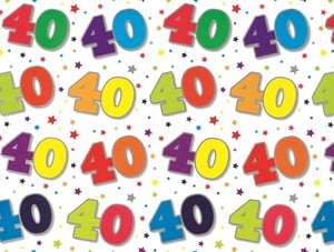 the number 40 is surrounded by colorful stars on a white background