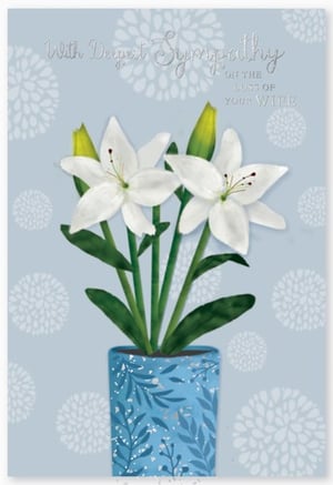 A card that says "With deepest sympathy on the loss of your wife."
