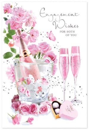 a card that says engagement wishes for both of you