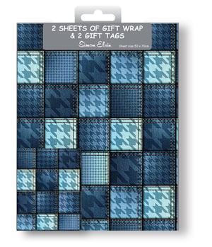 a package of 2 sheets of gift wrap and 2 gift tags