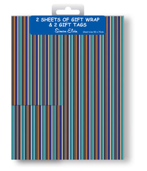 a package of 2 sheets of gift wrap and 2 gift tags
