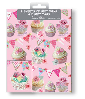 two sheets of gift wrap and two gift tags by simona elvin