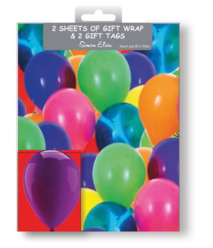 a package of 2 sheets of gift wrap and 2 gift tags