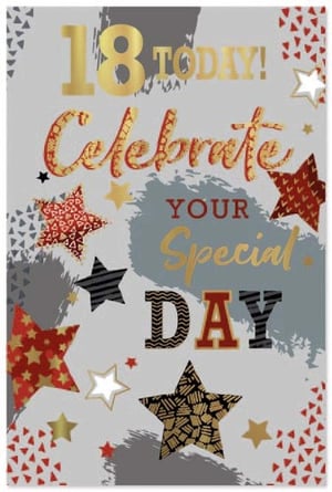 a birthday card that says 18 today celebrate your special day