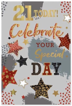 a 21st birthday card that says celebrate your special day