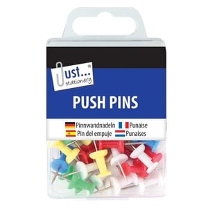 a box of push pins from just stationery