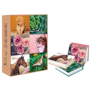 Introduce a touch of charm and practicality to your customers' desks with our delightful 180 Sheet Photo Note Pad Blocks, brought to you by Tallon. This wholesale pack of 12 offers an irresistible assortment of designs, ensuring there's a perfect pad for everyone.

Each chunky note pad features a stunning photographic cover, from adorable golden retriever puppies and majestic horses to vibrant roses, serene succulents, cute cats, and beautiful butterflies. With 180 sheets per pad, they're not just pretty; they're incredibly useful for jotting down reminders, messages, or creative thoughts.

These eye-catching note pads are ideal for gifting or as a lovely treat for oneself. Stock up on these popular items and watch them fly off your shelves!