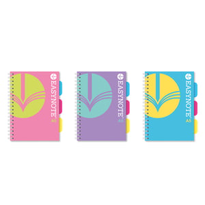 three easynote notebooks are lined up in a row
