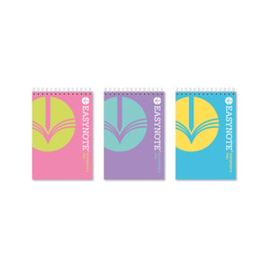 three easynote notebooks are lined up on a white background