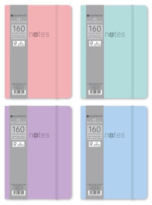 four different colored notebooks with the words notes on them