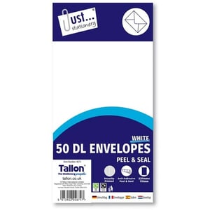 a package of 50 dl white envelopes by tallon