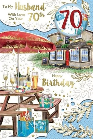 a birthday card for a husband with love on your 70th
