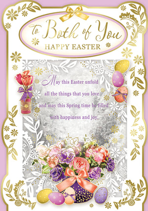 A greeting card that says to both of you Happy Easter.