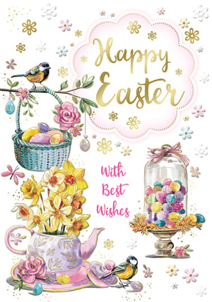 A card that says "Happy Easter" with best wishes.
