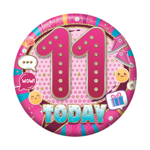 a pink plate with the number 11 on it