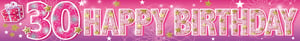 a pink banner that says happy birthday on it