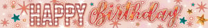 a pink background with the words happy birthday on it