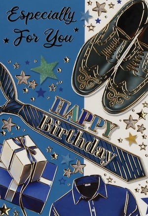 a blue and white birthday card for a man