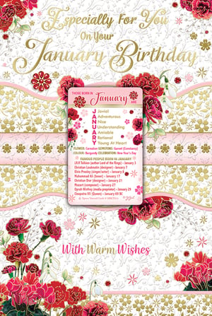 a card that says ' especially for you on your january birthday '