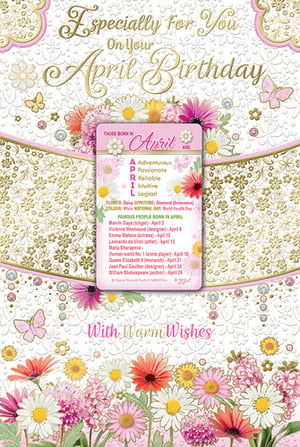 a card that says ' especially for you on your april birthday '
