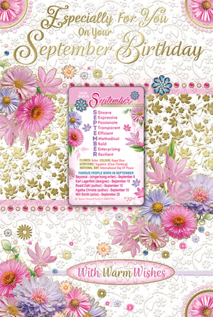 a card that says ' especially for you on your september birthday '