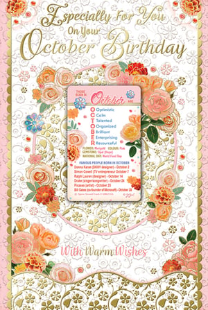 a card that says ' i specially for you on your october birthday '