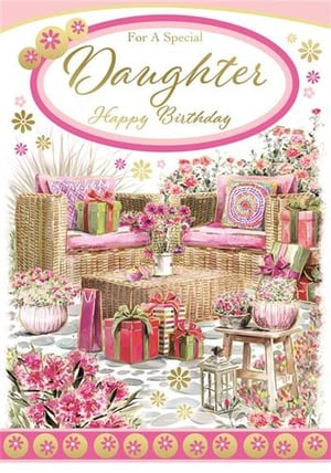 it is a birthday card for a special daughter .