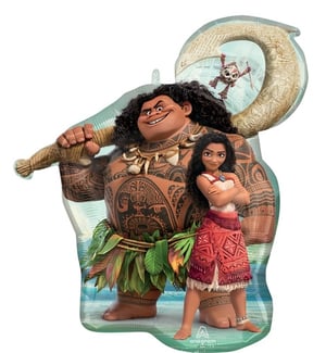 a balloon with a picture of moana and maui on it