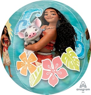an anagram balloon with a picture of moana holding a pig
