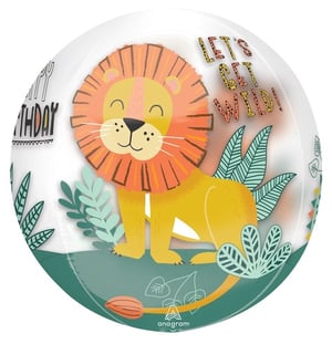 a birthday balloon with a lion and the words let 's get wild