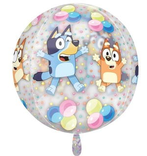 a clear balloon with three cartoon characters on it