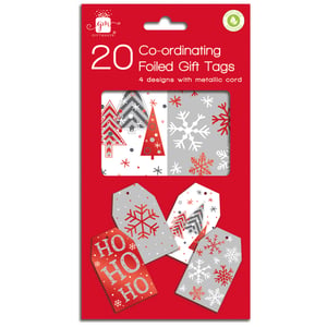 a package of 20 co-ordinating foiled gift tags