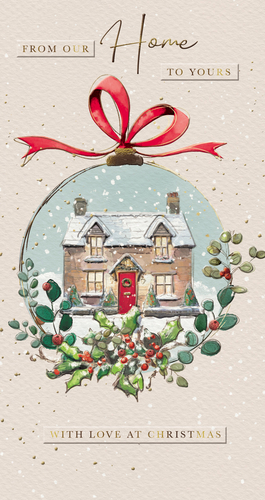a christmas card that says from our home to yours with love at christmas