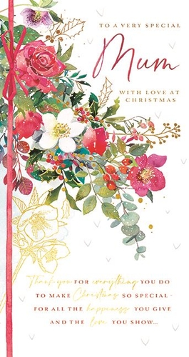 a christmas card for a very special mum with love at christmas .
