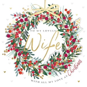 a christmas card that says to my lovely wife with all my love at christmas
