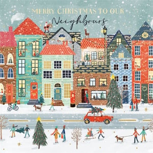 a christmas card that says merry christmas to our neighbours