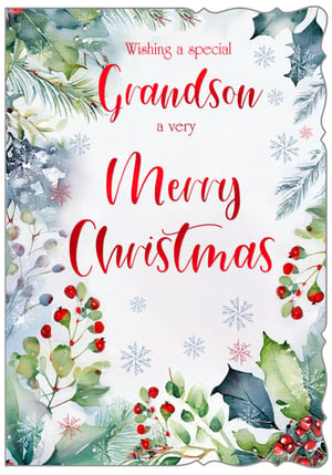a christmas card wishing a special grandson a very merry christmas