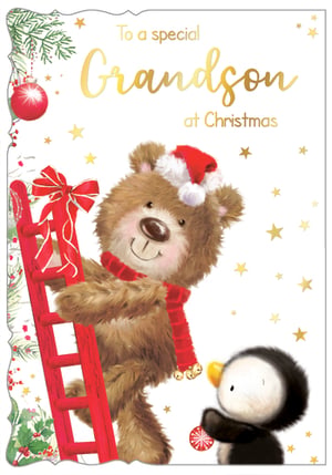 a christmas card that says to a special grandson at christmas