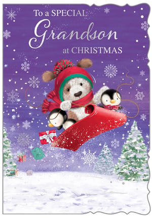 a christmas card that says to a special grandson at christmas
