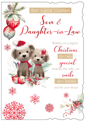 a son and daughter in law christmas card wishing you a magical christmas filled with special moments that make you smile