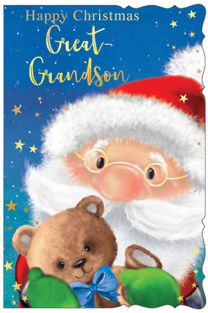 a christmas card that says happy christmas great grandson