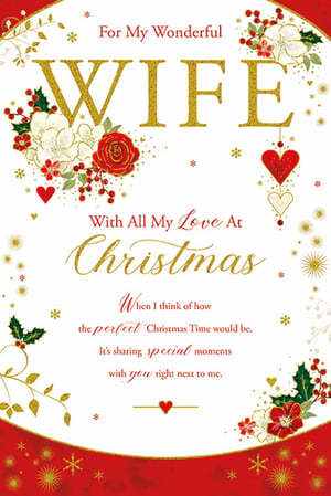 a christmas card for a wonderful wife with all my love at christmas