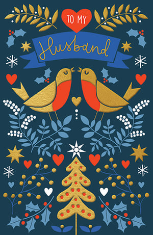 a christmas card that says to my husband
