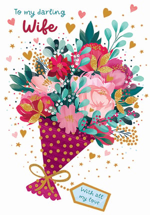 a card that says to my darling wife with all my love