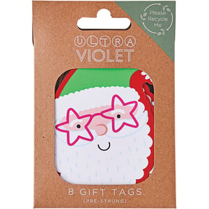 a package of 8 gift tags with santa on them