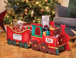 All aboard for festive fun with our Large Santa Christmas Train Gift Boxes! These charming, eye-catching train carriages are the perfect way to present gifts this holiday season. Designed to look like a classic Christmas train, complete with 'Santa Express' on the engine and a 'Special Delivery for' label on the carriage, they add an extra touch of magic under any Christmas tree.

Customers will adore using these unique boxes to hold presents, creating a delightful display that's sure to impress. They're a fantastic alternative to traditional gift sacks or wrapping, bringing joy and a whimsical feel to Christmas morning. Stock up on these must-have festive items! Available in a convenient pack size of 1x6.
