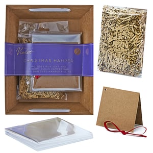 a christmas hamper includes box gift tags ribbon clear hamper bag and handcrafted hamper filling