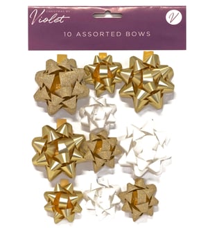 a package of 10 assorted bows by violet