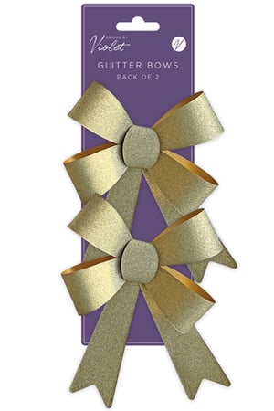 a pack of two gold glitter bows by violet