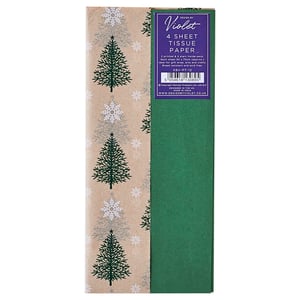 a sheet of tissue paper with christmas trees and snowflakes on it